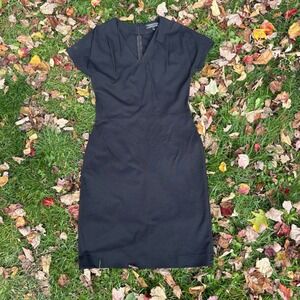 Peruvian‎ Connection Black Ponte Midi Dress V Neck Career Womens M